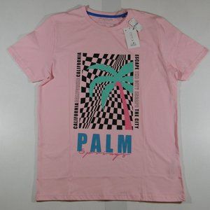 Palm Springs-Large-T Shirt-Pink-By Denim & Flower